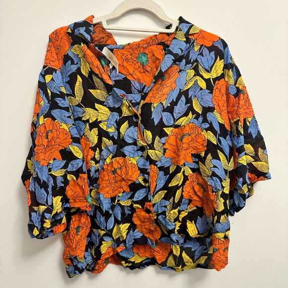 Diane von Furstenberg “Hawaiian” button up collared top - Picture 1 of 5